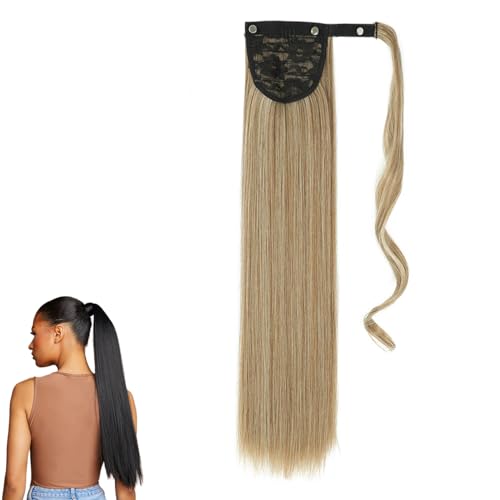 prinfantasy Hair Extension Sandy Hair Ponytail Hair Piece for Women 22 Inches Long Straight Wrap Around Ponytail Tie Hair Extensions One Piece Wigs for Women MW120