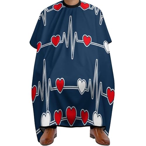 Large Long Salon Barber Cape, Calling All Nurses Heart Beat Art Haircut Hairdressing Cloth Apron Haircut Barber Gown for Home Stylists