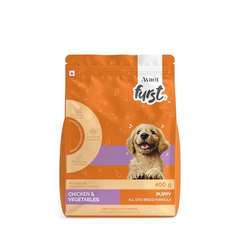 Image of Avant Furst Puppy Dry Dog Food Chicken & Vegetable, Dog Food Puppy with Real Chicken Protein & DHA, Dry Food for Growing Puppies, No Artificial Additives, 400g