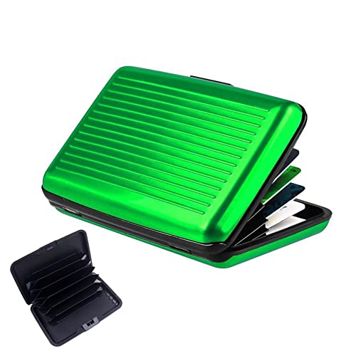 JeoPoom Tarjetero para Hombre y Mujer, Tarjetero RFID Bloqueo de Aluminio, Tarjeteros para Tarjetas de Credito Aluminio, Capacidad 12 Tarjetas y Billetes (Verde)