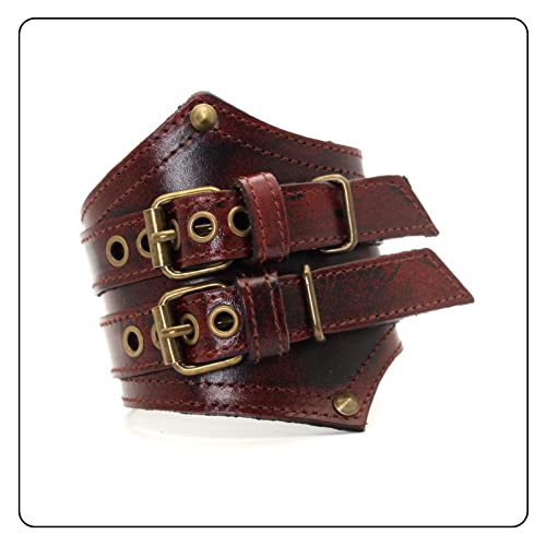 Punk Rock Belt Buckle Wristband Wide Leather Arm Cuff Bracelet2