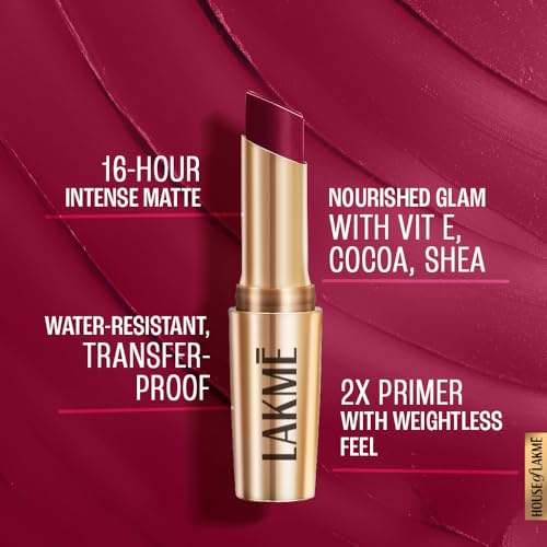Image of LAKME Powerplay Priming Matte Lipstick, Smooth Matte Finish, Lightweight Lipstick, Smudgeproof, Lasts 16hrs, Hydrates Lips, Red Velvet, 3.6g (Pack of 2)