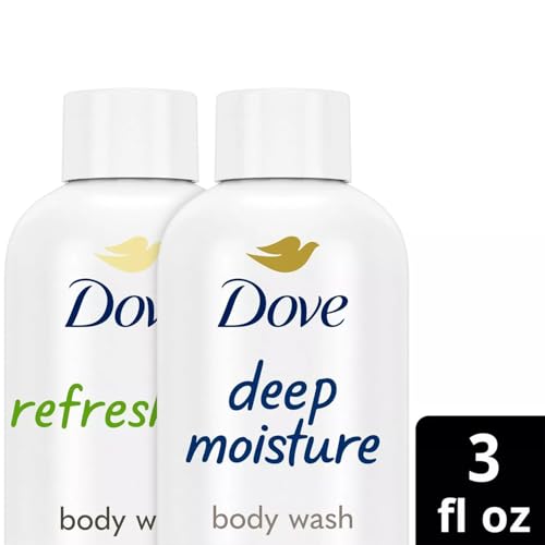 Dove Body Wash Travel Essentials Variety 2-Pack – Refreshing Cucumber & Green Tea + Deep Moisture Nourishing Body Washes, 3 Oz Ea