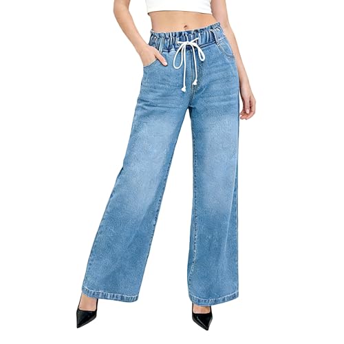 La Mejor Lista de Jeans Mezclilla que puedes comprar esta semana. 41 FLYDAYS Jeans Pantalón para Mujer Jeans de Pierna Ancha, Pantalones para Mujer, Pantalones de Mezclilla Casual de Cintura Alta Holgados (MX/US, Alfa, Mediano, Regular, Regular,...
