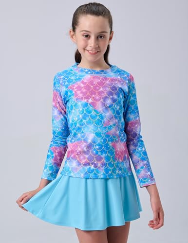 Image of Liberty Pro Girls Two Piece Swimsuits Long Sleeve Rash Guard Set, UPF 50+ Bathing Suit with Swim Shorts for Toddler and Teens