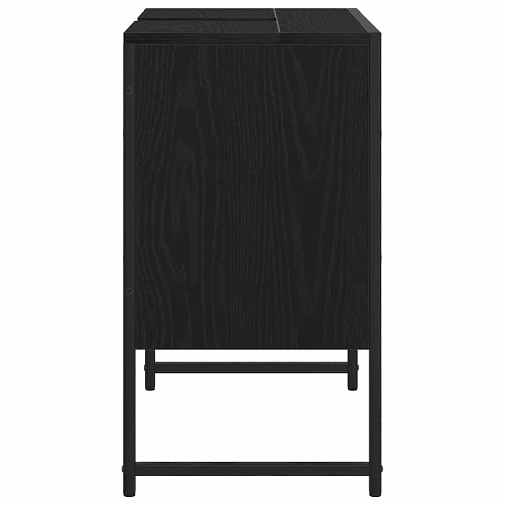 Armadietto da bagno in rovere nero, 60 x 33 x 60 cm, in legno, design moderno, con 2 ante, spazio per bagno, WC, corridoio, salvaspazio