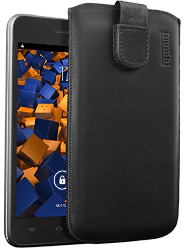 mumbi Étui en Cuir véritable Compatible avec Wiko Jimmy Case Wallet en Cuir, Noir