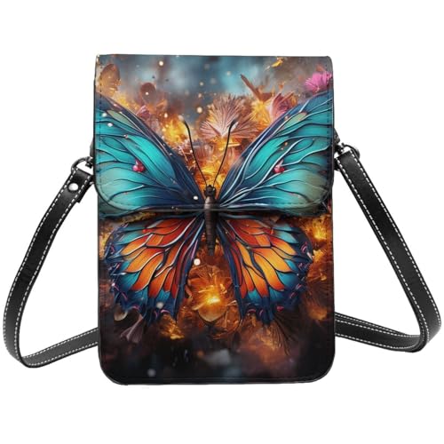 Sac bandoulière femme cuir poétique papillon pour transporter votre téléphone en voyage