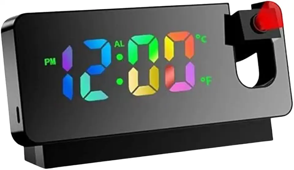 Relógio Digital Projetor LED com Temperatura, Hora, Despertador