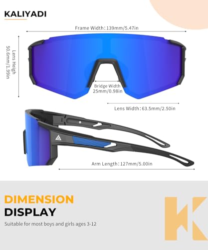 KALIYADI Polarized Kids-Sunglasses Youth Baseball-Sunglasses: Boys Girls Sports Cycling Running Age 3-12 UV400 Protection3