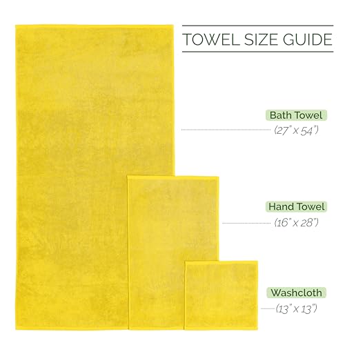 Image of Elegant Comfort 4 Lines Viscose Stripe 6-Piece Premium Towel Set - 100% Turkish Cotton High Absorbent Luxury Bathroom Towels - Includes 2 Washcloths, 2 Hand Towels and 2 Bath Towels Set, Yellow