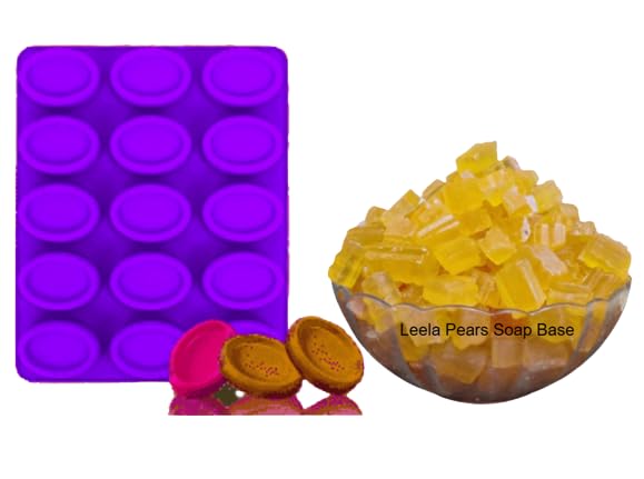 LEELA Pears Soap Making Kit Melt & Pour Natural Soap Making DIY Kit Make Beautiful Pears Natural Soaps with The Contents of This Kit -1Kg Pears Glycerin Soap Base & 1Mould -50gm Capacity-image-0
