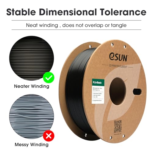 Image of eSUN PLA Basic Filament 1.75mm, 3D Printer Filament High Speed PLA for Fast Printing, 1KG Spool (2.2 LBS) 3D Printing Filament for High Speed 3D Printers, Black