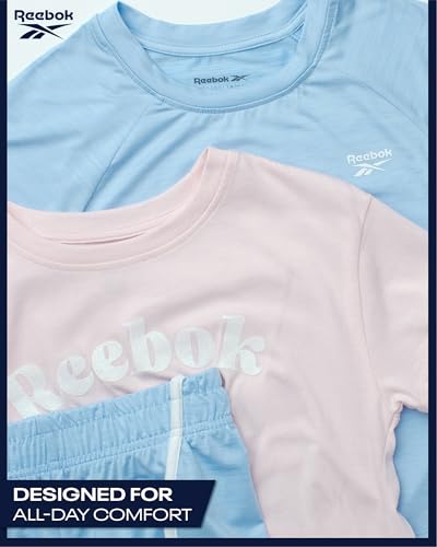 Reebok Girls 3-Piece Knit Tops & Running Gym Shorts Set for Sports & Play - image 5