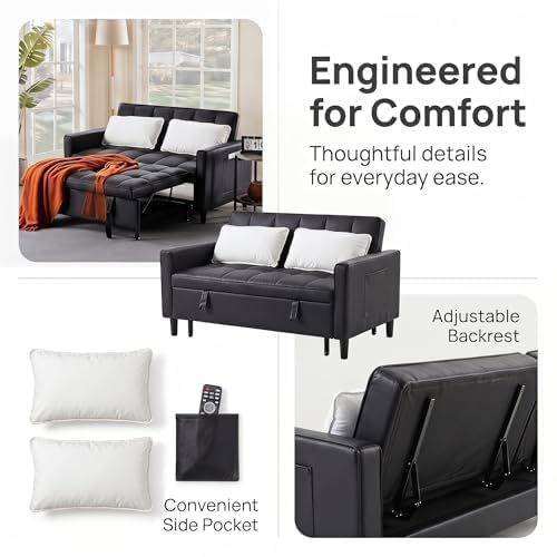 NicBex Leather Sleeper Sofa Bed