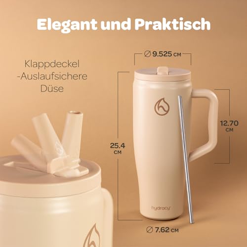 Hydracy Soulmate Thermobecher mit Henkel und Strohhalm Isoliert 1,18L – Ansicht 2
