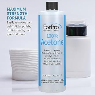 ForPro Professional Collection 100% Pure Acetone, Professional Nail Polish Remover for Natural, Artificial, Acrylic, and Sculptured Nails, Removes Gel Polish, Glue, and Glitter, 16 fl. oz.