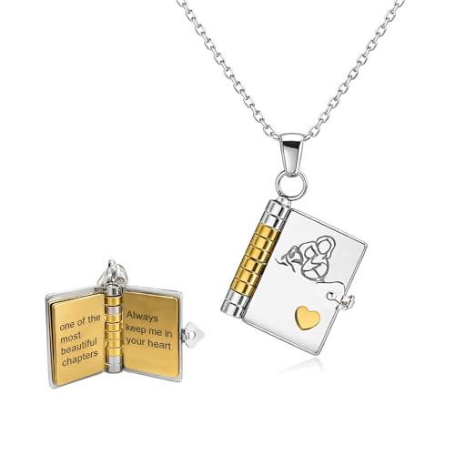 HIHETE Granddaughter Book Necklace Gold Silver Book Necklaces from Grandma