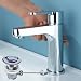 Wasserhahn Bad, CECIPA Waschtischarmatur mit Zugstangen Ablaufgarnitur, Waschbecken Armaturen mit Einlochmontage, Mischbatterie Waschbecken mit Auslauf Höhe 112 mm, Chrom, inkl. Zubehör