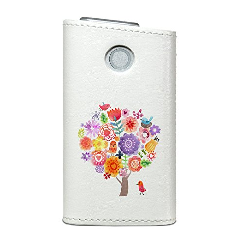 glo グロー グロウ 専用 レザーケース レザーカバー タバコ ケース カバー 合皮 ハードケース カバー 収納 デザイン 革 皮 フラワー 鳥 カラフル 009645