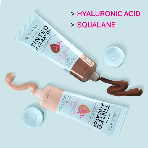 Wet n Wild, Bare Focus Tinted Hydrator, Getönte Gesichtscreme angereichert mit Hyaluronsäure, leichte bis mittlere Deckkraft, Semi-Mattes Finish, Olivfarbene Haut