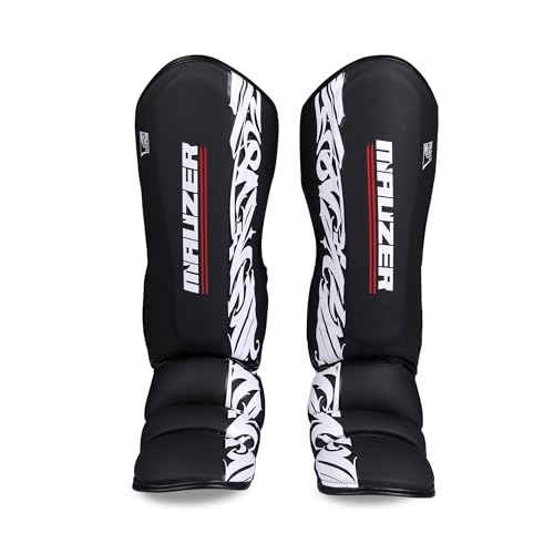 Image of Mauzer Small Muay Thai MMA Shin Guards & Foot Protection | Kickboxing Instep Protectors | High-Density EVA Padding | Adjustable Velcro Straps | Durable Synthetic Leather (Small)