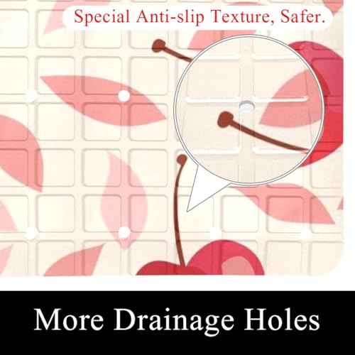 Tapis de bain antidérapant en PVC à ventouses haute adhérence rose rouge - 3