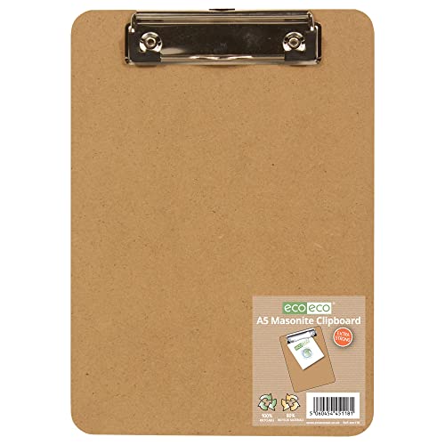 eco-eco A5 Masonite Strong Clipboard with Low Profile Metal Clip eco118