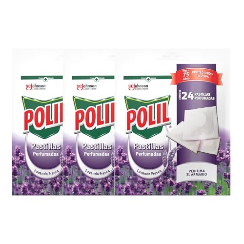 Polil Pastillas Lavanda Fresca, Perfuma el Armario y Protege tu Ropa, Hasta 2 Meses de Duración, Pack de 6