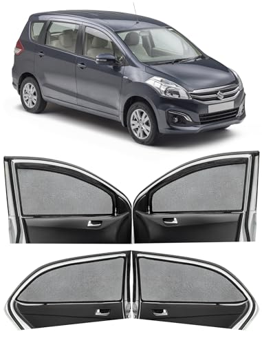 Image of Autofact Magnetic Car Sunshades Compatible with Maruti Ertiga Old (2012 to 2018) (Set of 4) - Easy Installation, UV Protection, Keeps Car Cool (Front 2 with Zippers, Rear 2 Without Zippers)