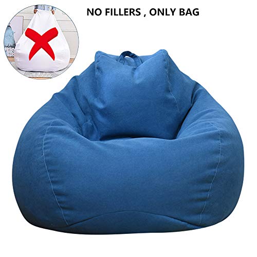 Housse pouf poire XXL 120x100 bleu sans rembourrage