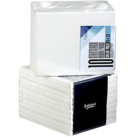 Artlicious Canvases for Painting - 10 Pack White, 8 x 10 Inch Blank Canvas Boards - Stretched Art Panels to Use with Oil and Acrylic Paint - Art Supplies for Adults & Kids Cover