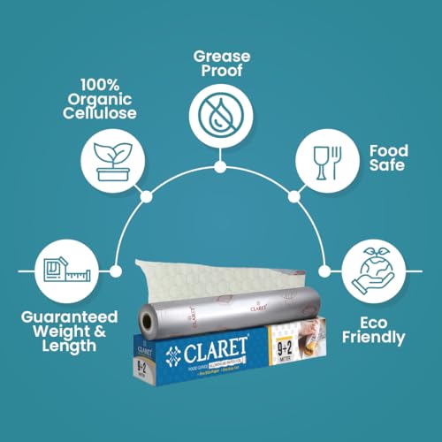 Image of Claret 2 in 1 Aluminium Foil and Butter Paper Roll for Kitchen Wrapping | 9+2 Meters | Food Grade Non-Stick Sheet for Roti, Lunch Box, and Baking (Pack of 1)