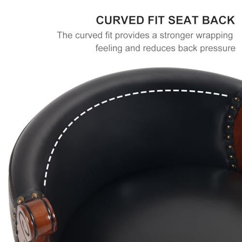 Image of Cow top Leather Wooden Bar Stools, 29.5 inch Bar Height Bar Chair with Back, 180 Degrees Swivel Barstools Chair for Home Kitchen Counter,Dining Room (Black-1pc, Bar Height-Seat Height 29.5 inch)