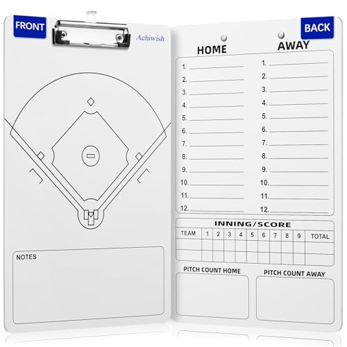 Achiwish Premium Clipboard for Coaches Durable Dry Erase WhiteBoard Simplicity Sharpens Focus Tactical Coaching Clip Boards Sporting Goods Clipboards(Baseball)