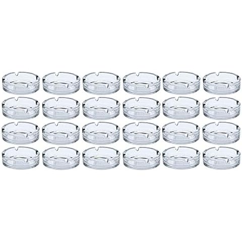 Glas Aschenbecher rund 10 cm - 24 Stück - Tisch Ascher transparent Außen Cover