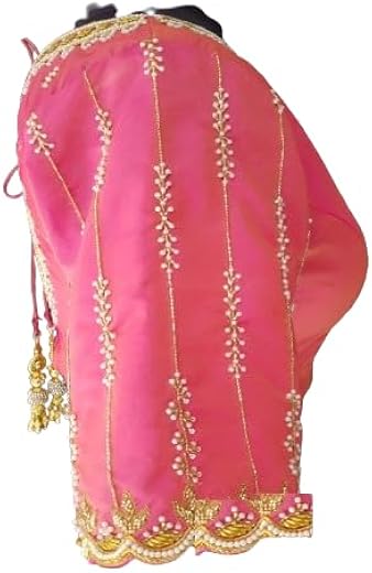 Maggam Aari Hand Made Women Long Sleeve Blouse New Art Silk Zarkan Pink Design
