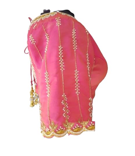 Maggam Aari Hand Made Women Long Sleeve Blouse New Art Silk Zarkan Pink Design-image-41
