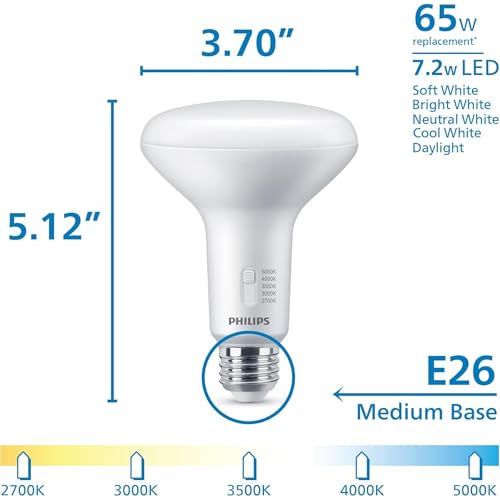 PHILIPS LED 65W BR30 Flicker-Free Light Bulbs, 6-Pack - image 2