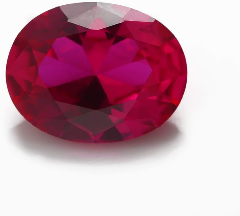 JIANGYUANGEMS 30pcs 9x11mm Oval Shape 5# Red Stones Synthetic Corundum Stone Loose Synthetic Gemstone for Jewelry Making