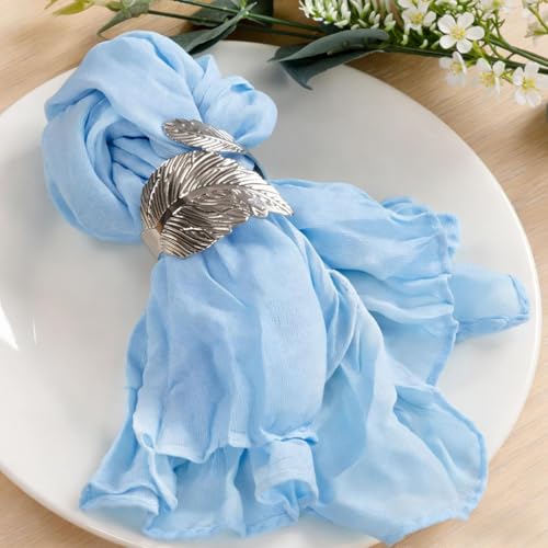 Image of MLMC 10 Pack Light Blue Cheesecloth Napkins Bulk Washable Cloth Napkins Set of 10 21 inchx21 inch Rustic Boho Baby Blue Gauze Dinner Table Napkins for Baby Shower Birthday Wedding Reception Decor