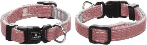 Halsband Hund - hundehalsband - Flamingo Elfi Nylon mit Cord Welpen Halsband Mehrfarbig XXS | 15-25cm x 10mm x 2mm