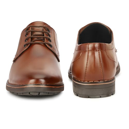 Image of Leatherful Genuine Leather Derby SE Shoes for Men | TPR Sole & Nappa Leather Lining | Classic Dress Footwear