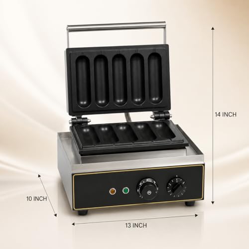 Image of 5 Stick Waffle Maker Machine, Commercial Electric Waffle Stick Maker, Professional Belgian Waffle Machine for Cafe Bakery