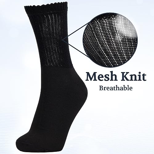 Image of +MD Bamboo Viscose Ankle Diabetic Socks for Men & Women, 6 Pairs, Soft Cushioned, Non-Binding Loose Top, Extra Wide