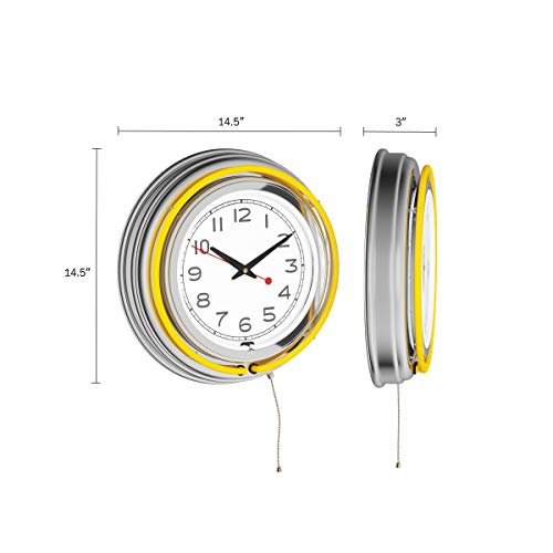 14 Retro Double-Ring Neon Wall Clock