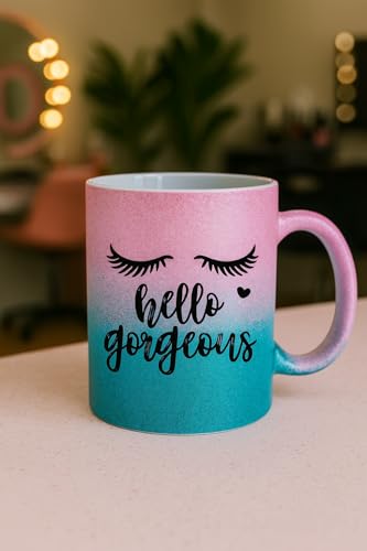 Taza de cerámica con glitter dorado y rosa 11oz miniatura 2
