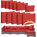 11 Pcs Outdoor Cushion Slipcovers Outdoor Patio Cushion Covers Replacement Waterproof with Zipper for Outdoor Furniture, Patio Sofa Couch 3 Sizes, Covers Only (Red)