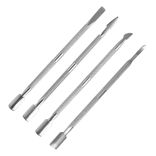 menolana 4Pcs Cuticle Pusher Colher Nail Callus Trimmer Remover Cleaner Scraper Set