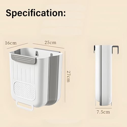 Papelera plegable ovalada blanca de 10 litros miniatura 2